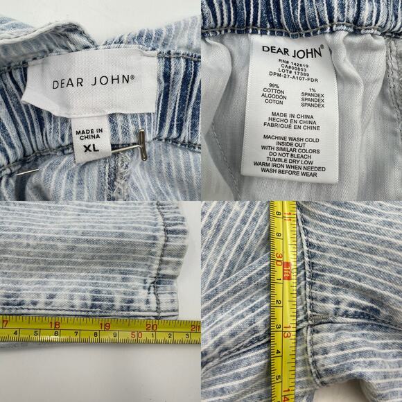 Dear John Sivan Denim Tank Jumpsuit Faded Railroad Stripes Blue White - Picture 9 of 13